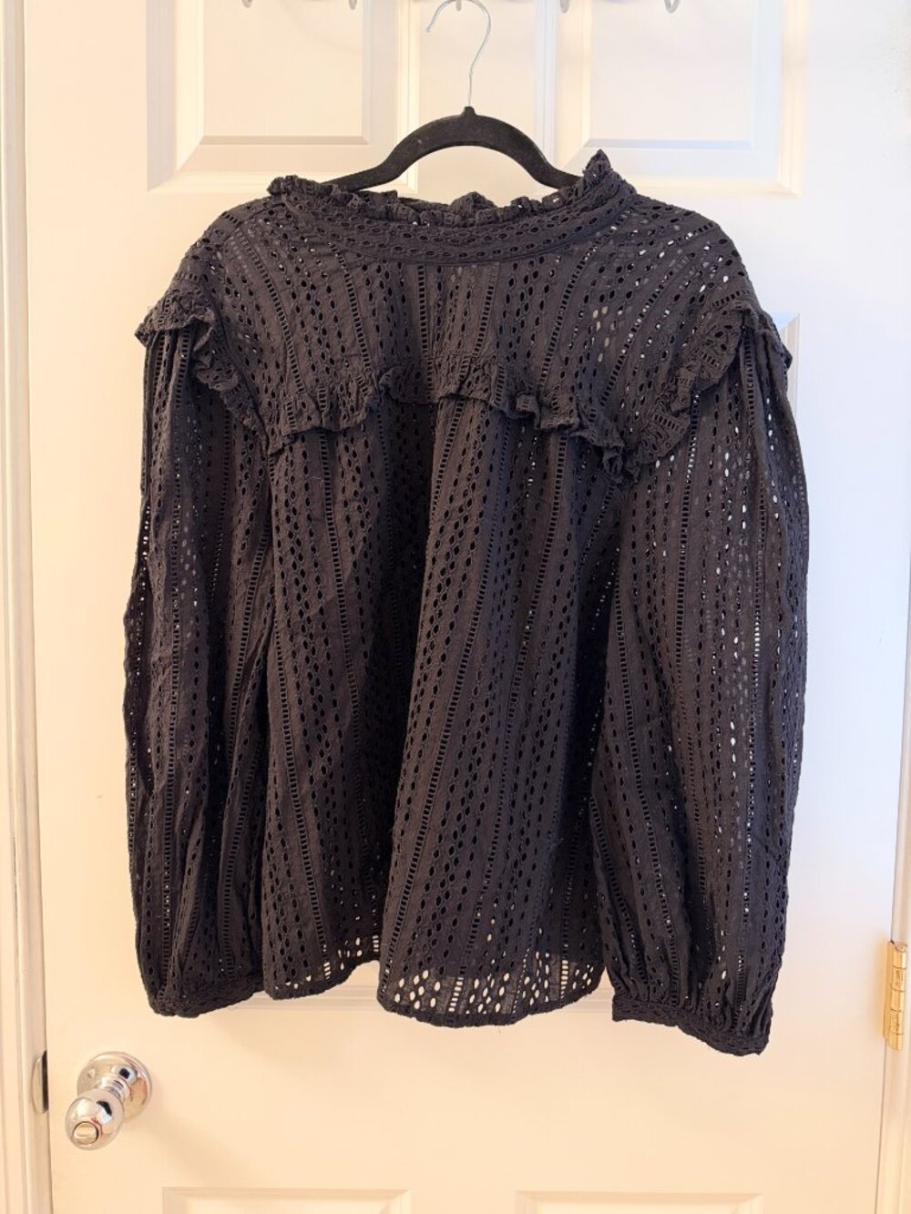 Madewell Eyelet Mockneck Ruffle Top, XL, NEW WITH TAGS - Picture 3 of 9